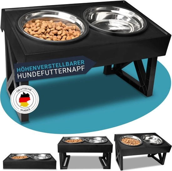 Ciotola per Cani Elevabile [Regolabile in Altezza] - Set di Ciotole per Cibo 2 in 1 con Ciotola per Acqua e Ciotola per Cibo per il Vostro Cane, inclusa con Piatti in Acciaio Inossidabile [adatto per cani di piccola, media e grande taglia]