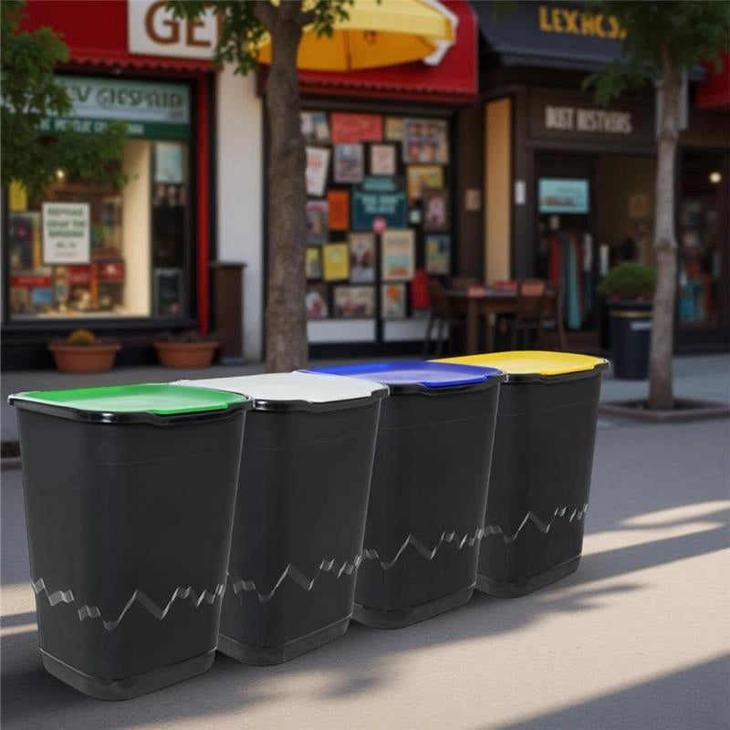 SET 4PZ PATTUMIERA 50 LT RECICLO INDIFFERENZIATO PER RACCOLTA DEI RIFIUTI 36 X 40 X 54H CM