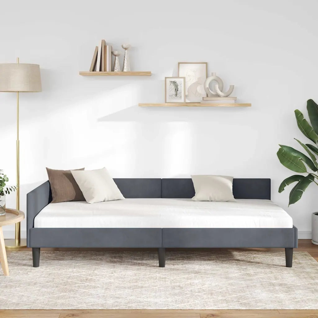 Cornice del letto ad angolo Grigio scuro 90 cm x 190 cm