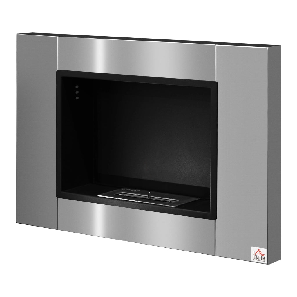 Camino a bioetanolo murale incassabile ¨C Minimal ¨C 80x14x54 cm acciaio inox