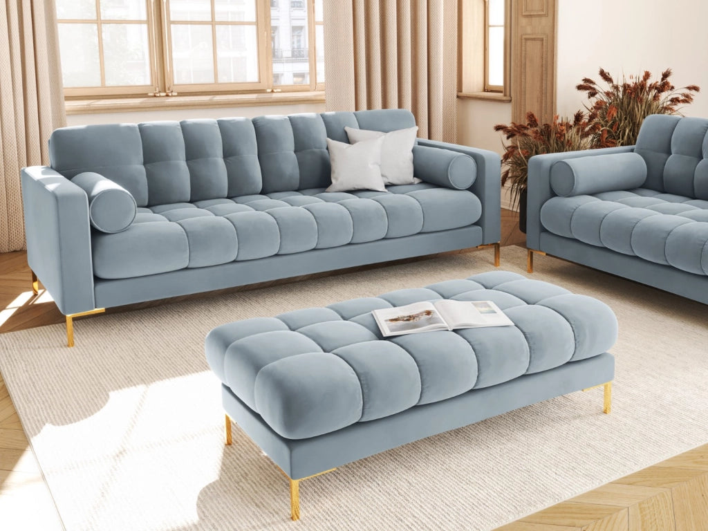 Cosmopolitan Design - Divano "Bali" 4 posti in velluto azzurro 