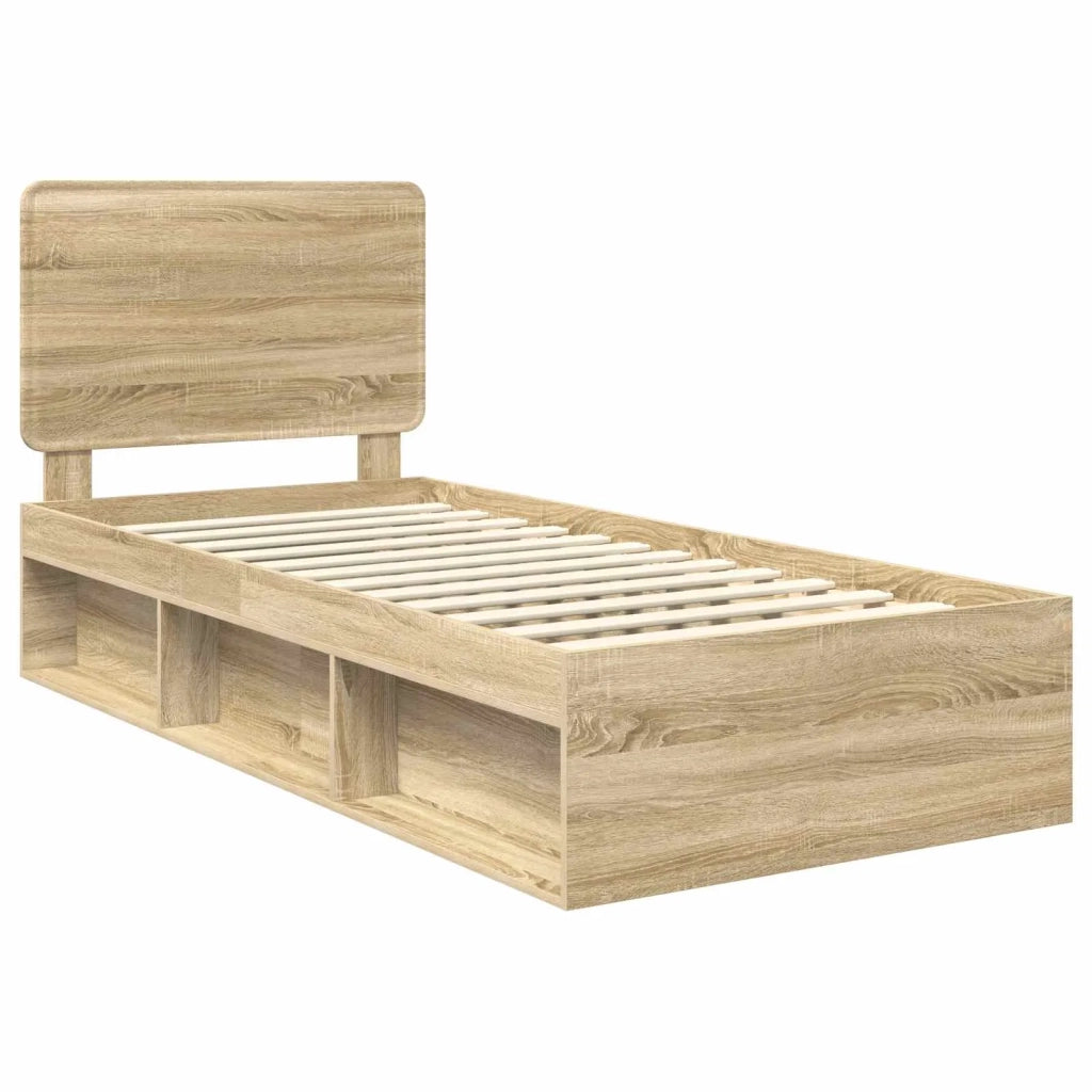 Letto singolo | Letto per adulti | Struttura del letto Rovere Sonoma 75 x 190 cm Pino massello