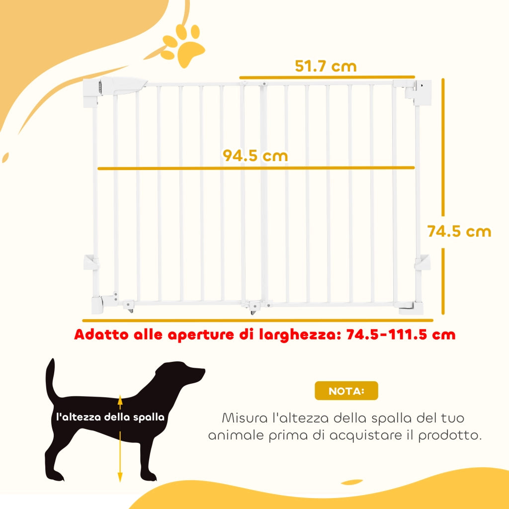 Cancello di sicurezza per cani ¨C Minimal ¨C 74.5-111.5x74.5 cm, bianco