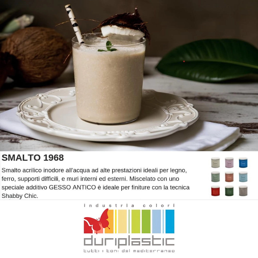 Smalto1968 base acqua gesso antico shabby chic finitura opaca multicolore l 0.5 *** colore- oceano, confezione 1