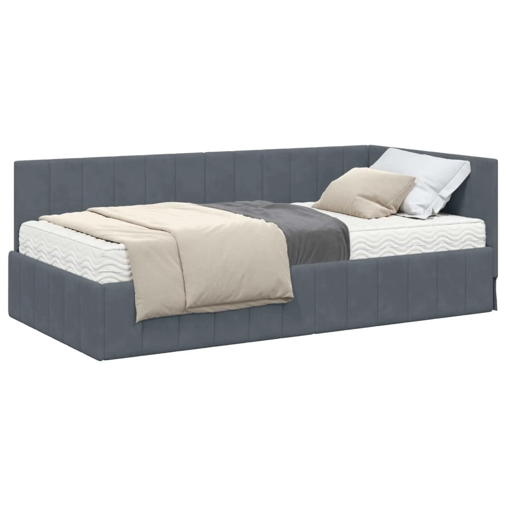 Struttura Letto Angolare con Materasso 2 pcs Grigio Velluto