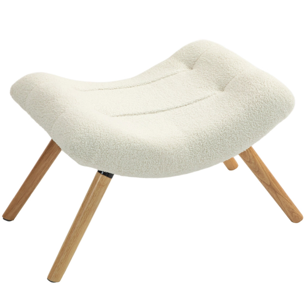 Pouf Poggiapiedi ¨C Xylo ¨C Tessuto Crema con Gambe in Legno di Faggio