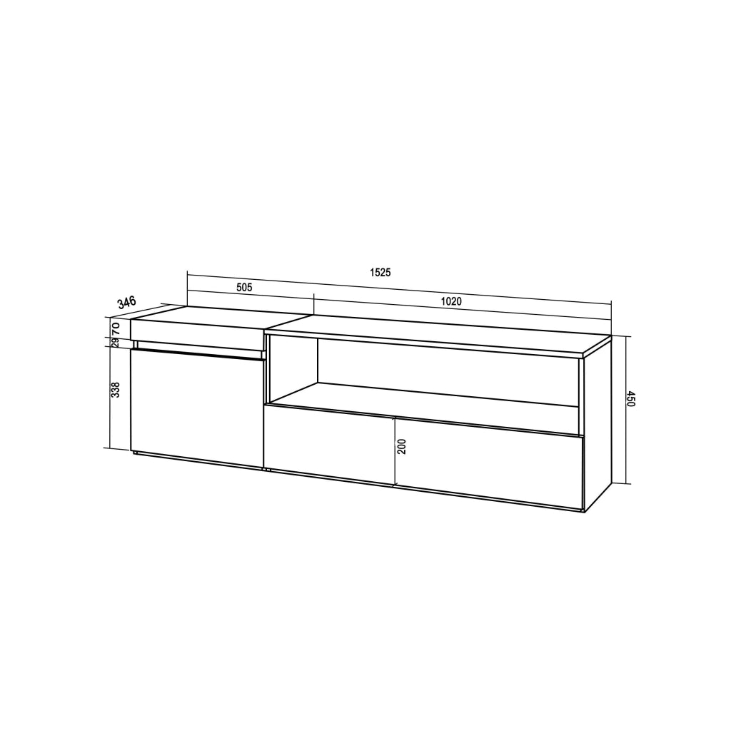 Mobile TV Soggiorno, 150x35x45cm, Per TV fino a 65", da appendere, Bianco e nero RF2447