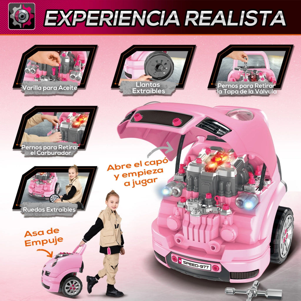 Set di Giochi per Bambini con Strumenti e Volante ¨C Zephmum ¨C Rosa 40x39x47 cm
