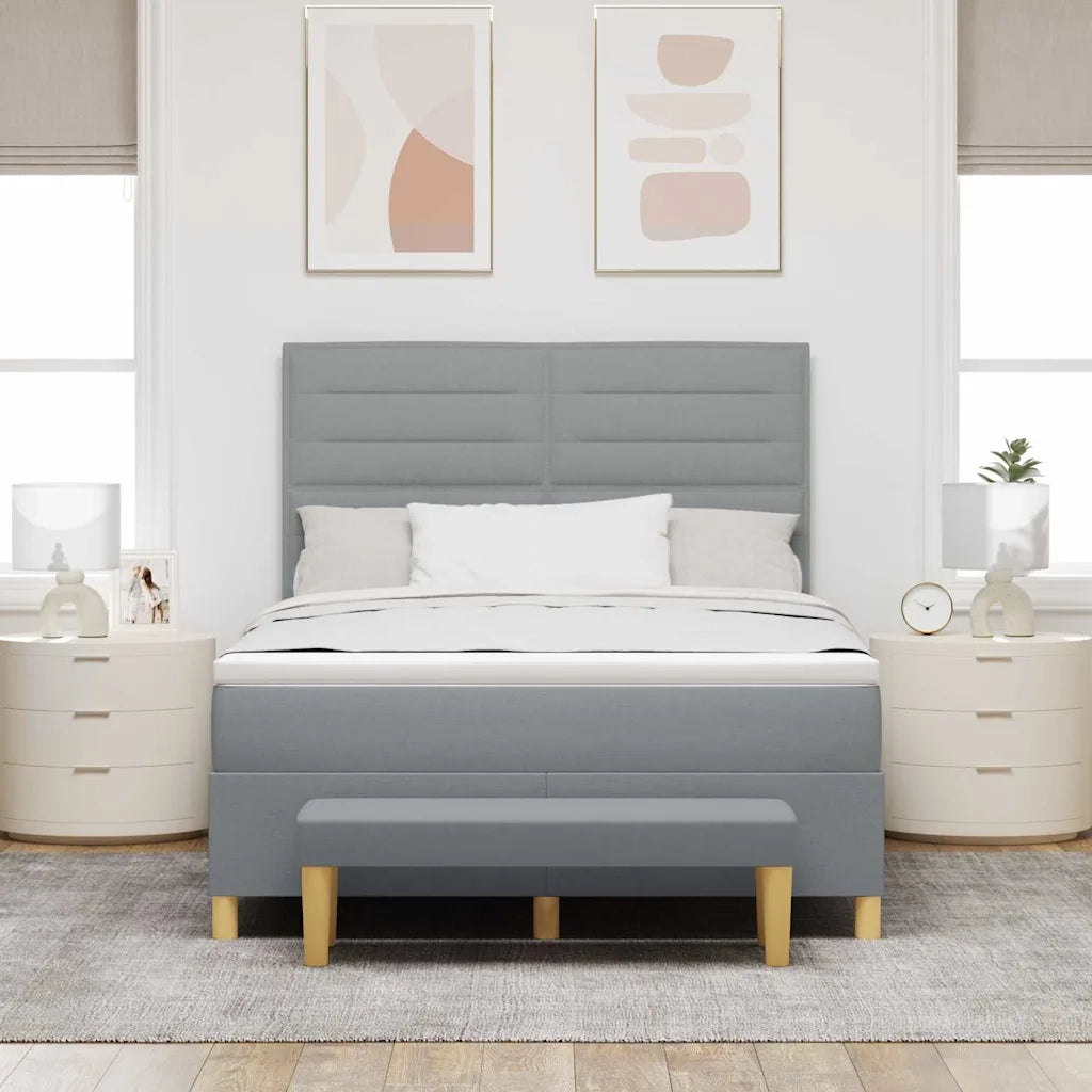 Letto a molle con materasso Grigio chiaro 140 x 190 cm Tessuto