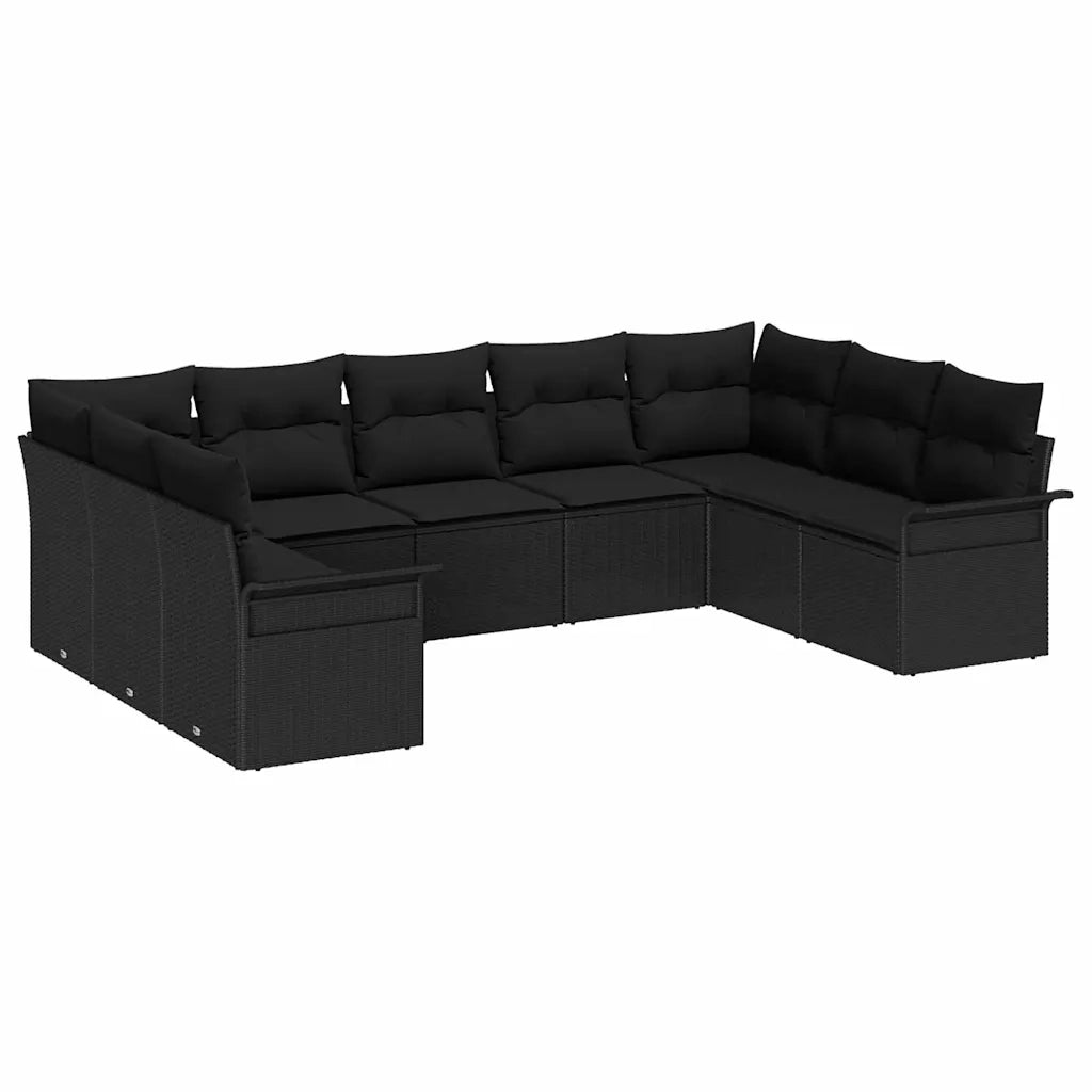 Set Divano da Giardino con cuscino Nero polyrattan 3345523