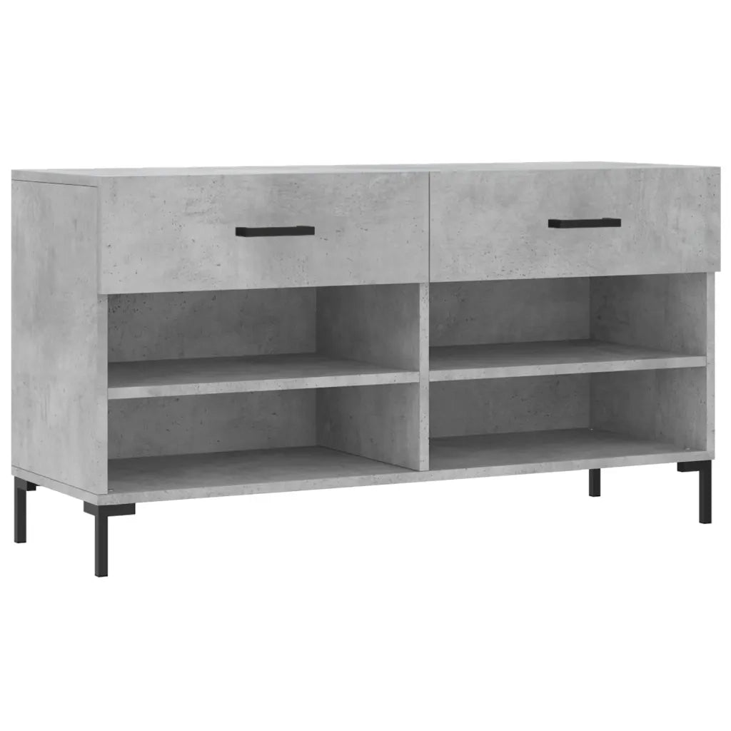 Panca Porta Scarpe | Scarpiera | Mobile per scarpe Grigio Cemento 102x35x55cm Legno Multistrato