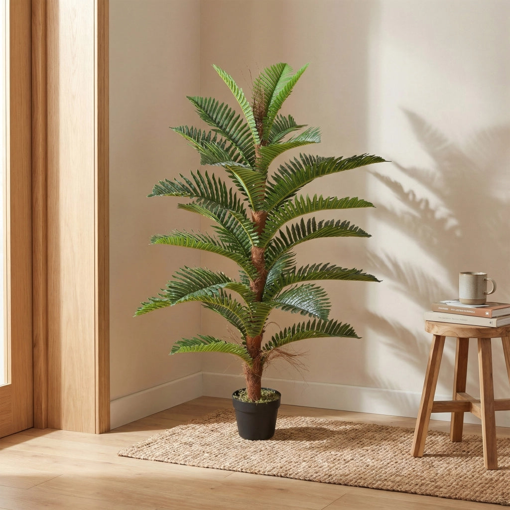 Palma Artificiale Decorativa ¨C Xylo ¨C 120 cm 24 Foglie Verde con Vaso