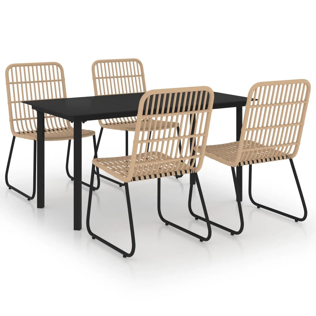 Set da Pranzo da Giardino 5 pz in Polyrattan e Vetro