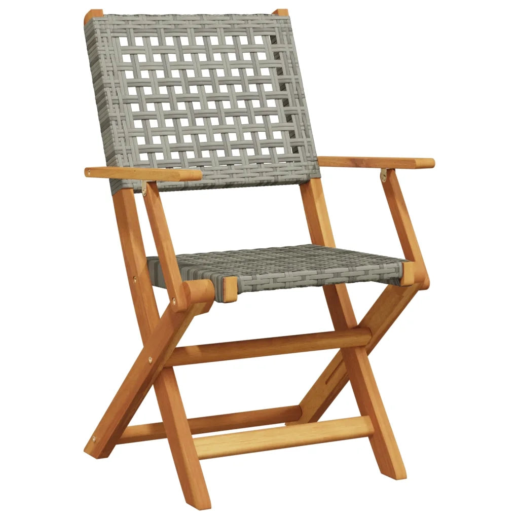 Set Pranzo da Giardino 5pz | Set Salotto da Giardino Grigio Polyrattan e Legno Massello
