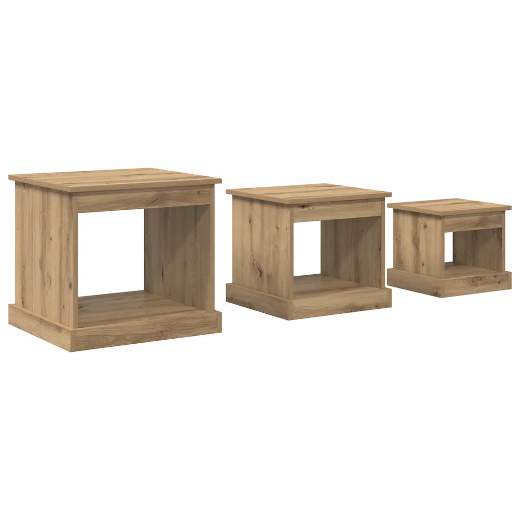 Tavolino da salotto 3 pz Rovere artigianale 48 x 45 x 45 cm 881451