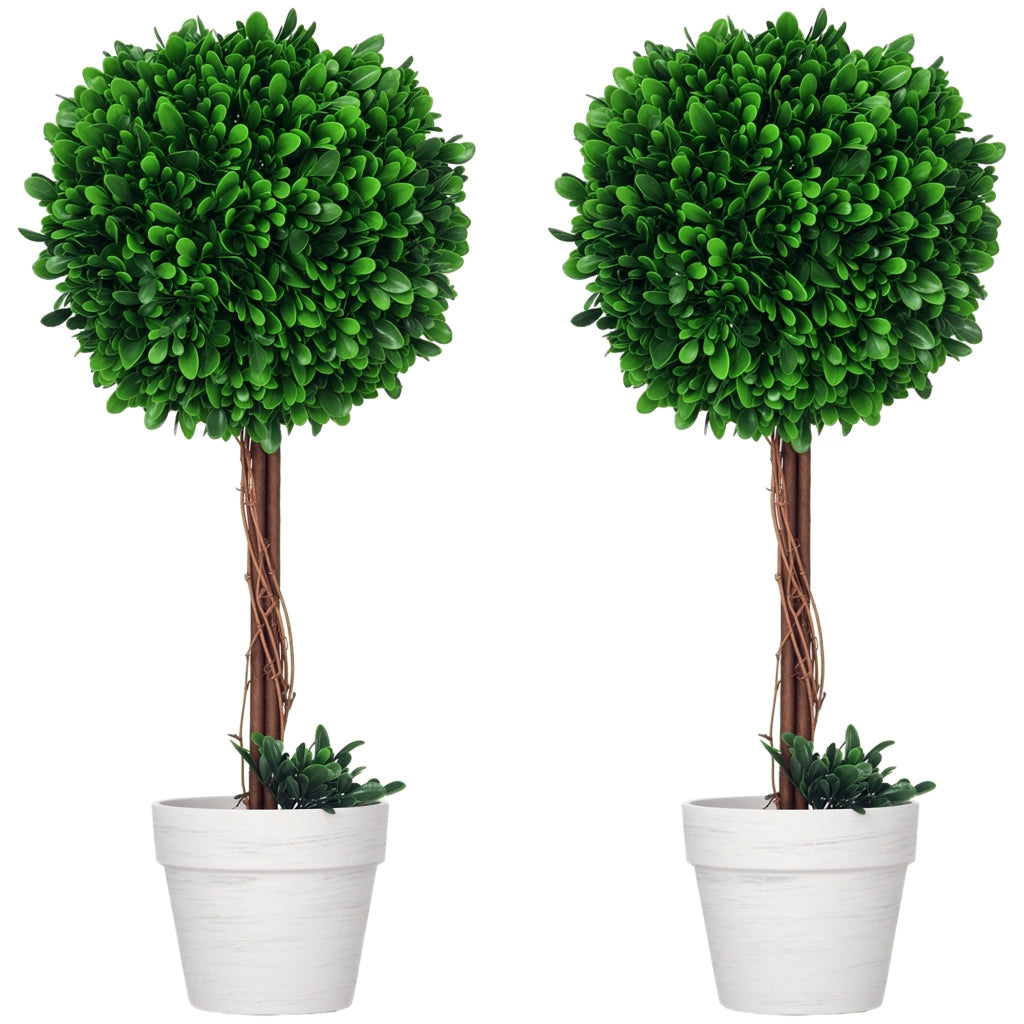 Set 2 Piante Finte Bosso Artificiale con Vaso ¨C Minimal ¨C Verde 28x28x60 cm