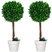 Set 2 Piante Finte Bosso Artificiale con Vaso ¨C Minimal ¨C Verde 28x28x60 cm