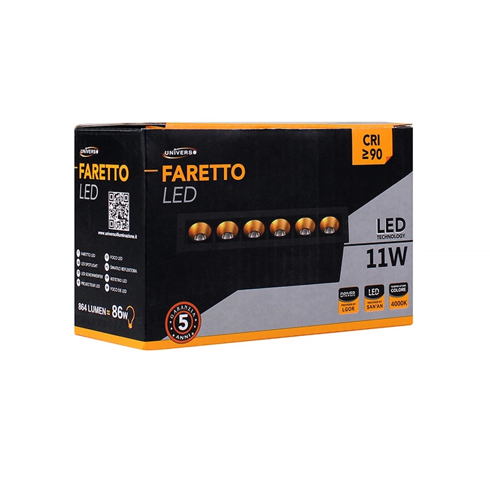 FARETTO LED RETTANGOLARE NERO DA INCASSO 11W PER CONTROSOFFITTI - ILLUMINAZIONE NATURALE DI ALTA QUALITA'