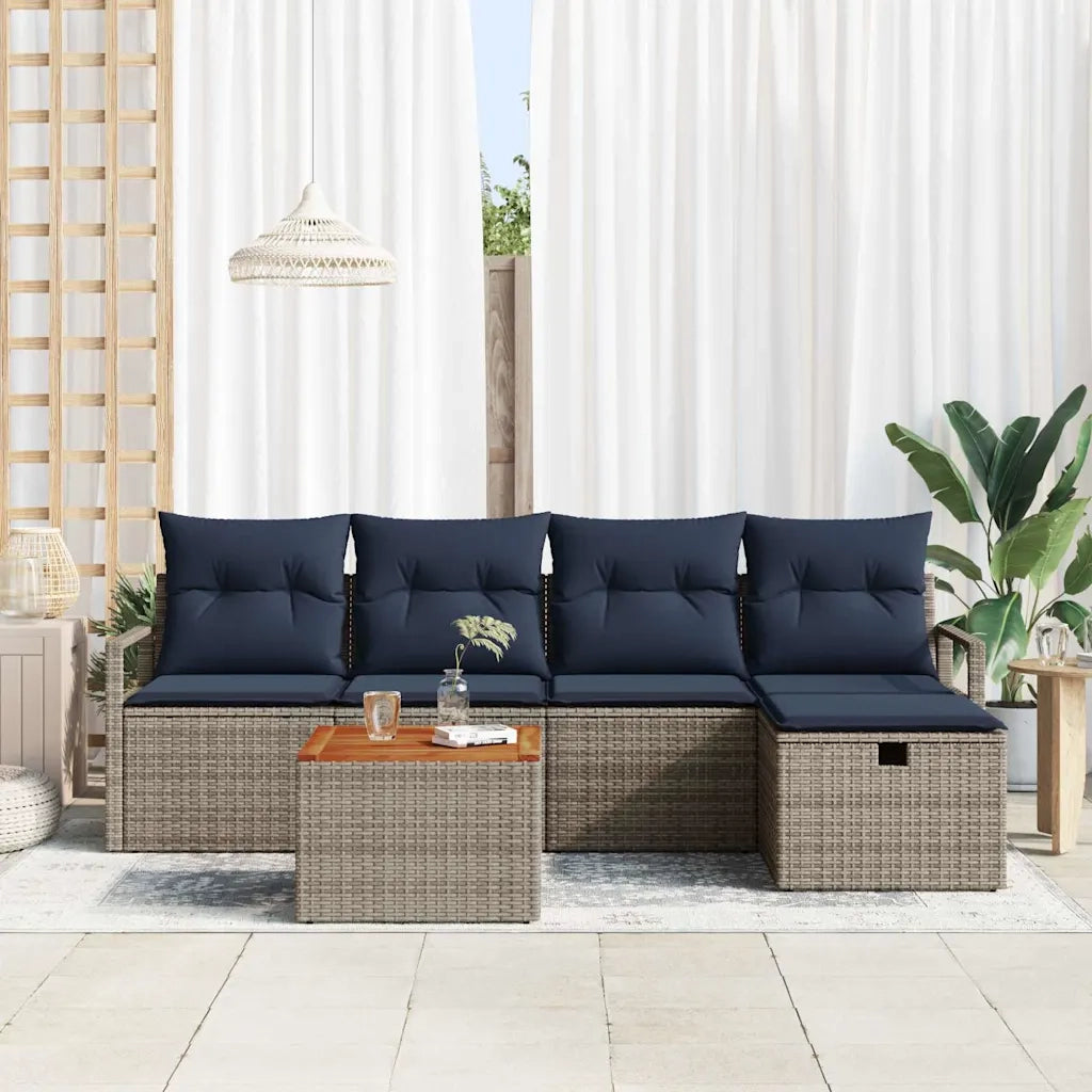 Set Divano da Giardino con cuscino 6 pcs Grigio polyrattan 3359535