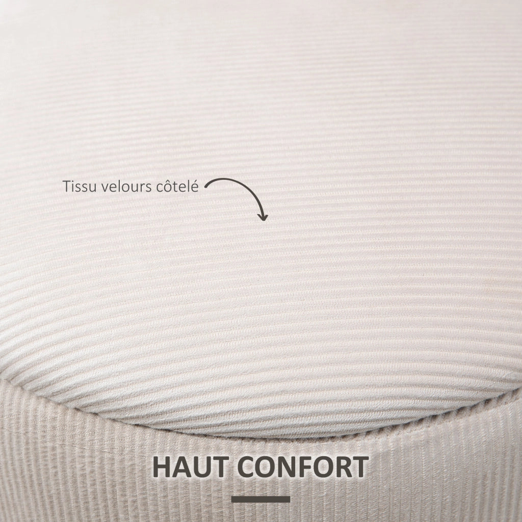 Poggiapiedi in tessuto velluto ¨C Minimal ¨C crema, ?40 e ?30 cm