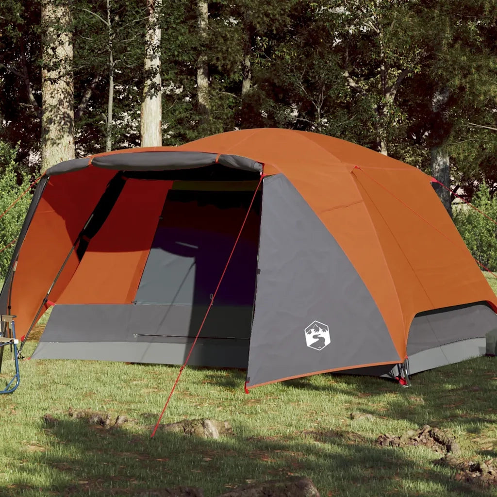 Tenda da Campeggio con Portico 4 Persone Arancione Impermeabile 94417