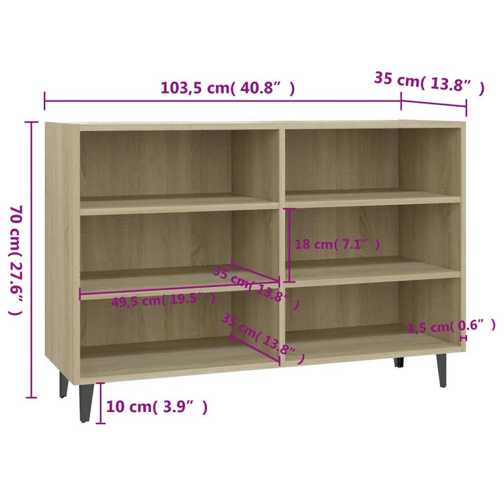 Credenza | Madia | Buffet da pranzo | Armadio da pranzo Rovere Sonoma 103,5x35x70 cm in Legno Multistrato