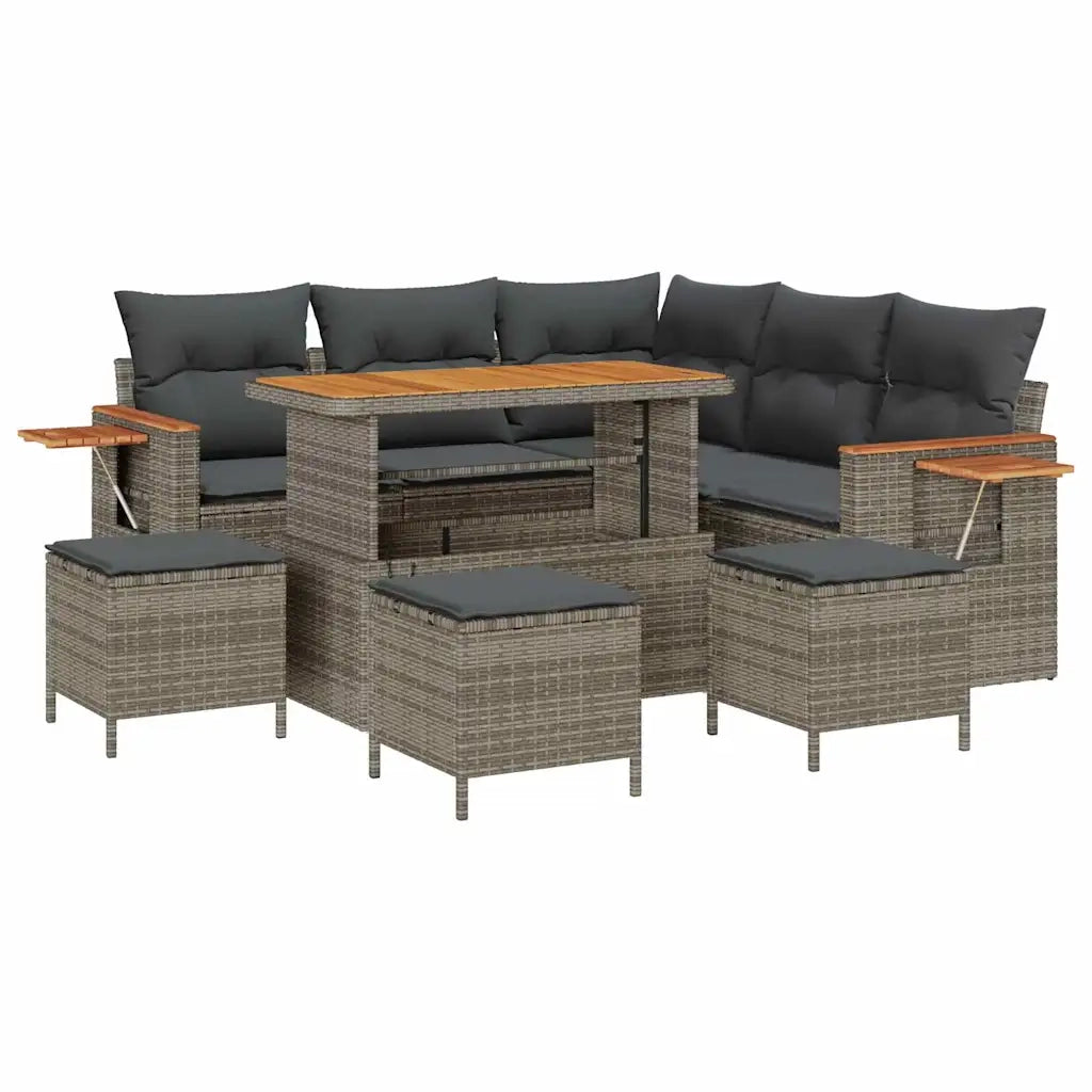Set Divano da Giardino con cuscino 10 pcs Grigio polyrattan