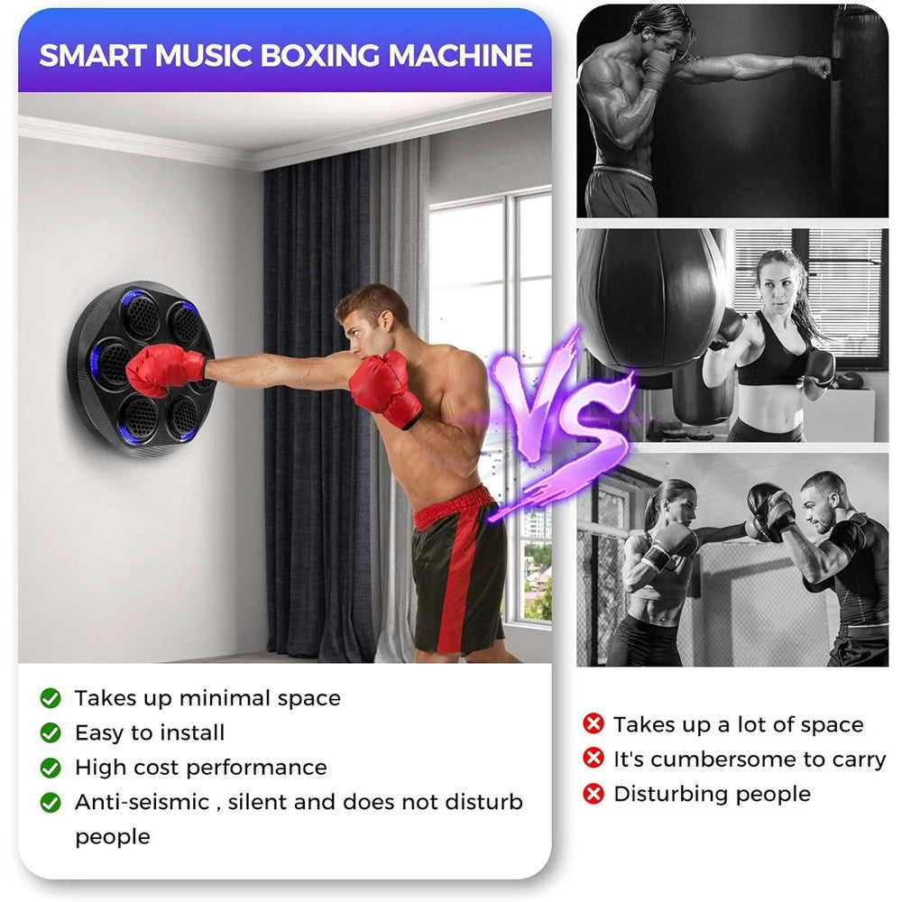 Trade Shop - Macchina Da Boxe Con Musica Da Parete Led Bluetooth Esercizio Per Adulti Bambini -