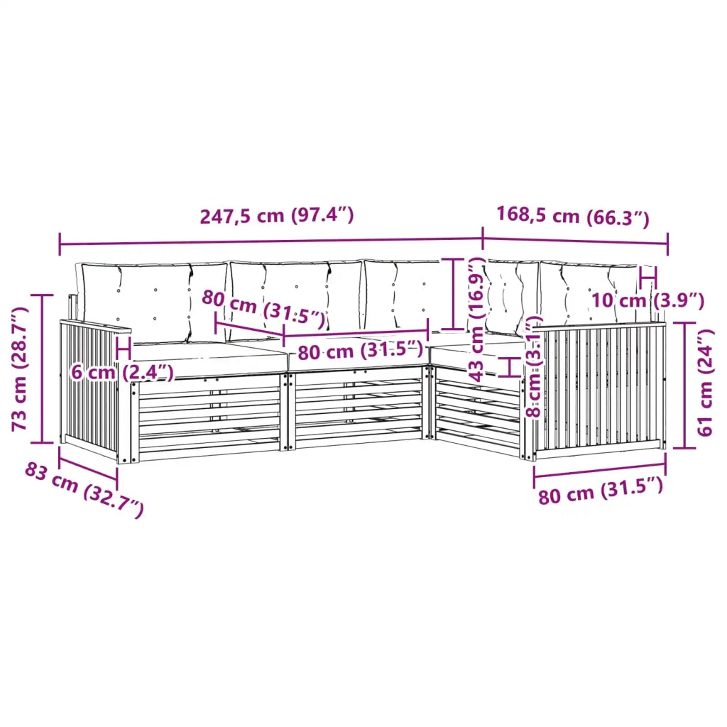 Set di divani da esterno 4 pcs Bianco e Antracite 3390402