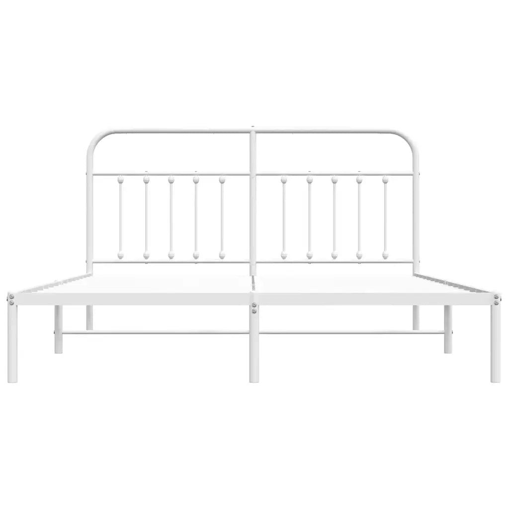 Letto matrimoniale | Letto per adulti | Giroletto con Testiera Metallo Bianco 183x213 cm