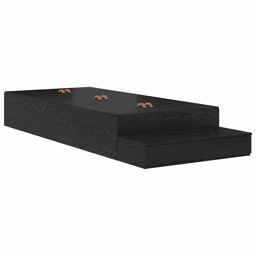 Struttura letto con contenitore con cassetto Rovere Nero 75 cm 3335678