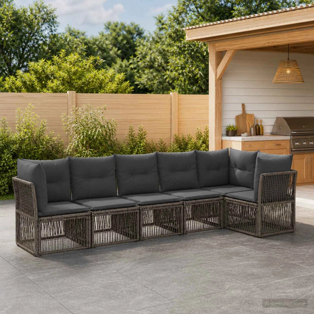 Set Divano da Giardino 6 pz Grigio polyrattan 3434222