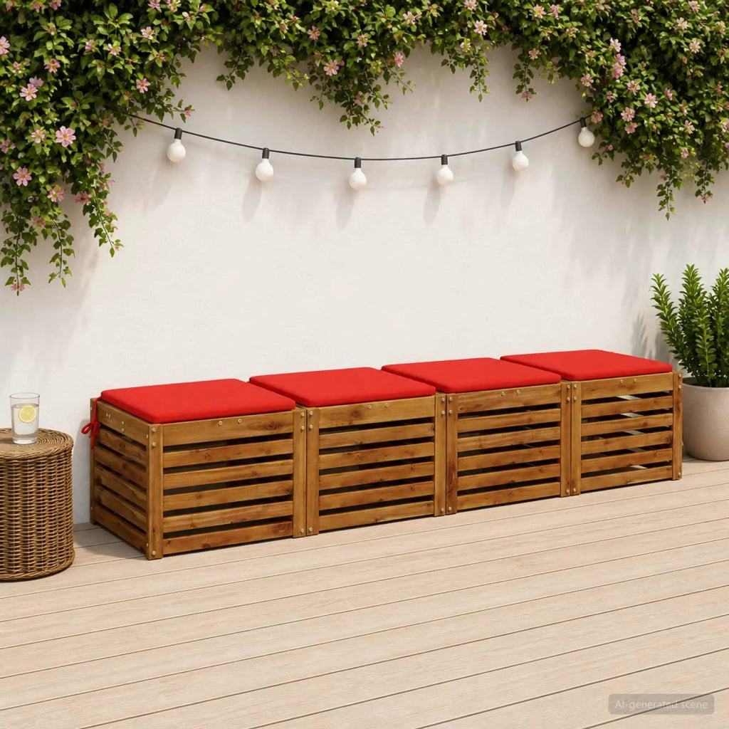 Cuscini per Sedia in 4 Pezzi SOEST 4 pz 100% Poliestere Rosso 944349