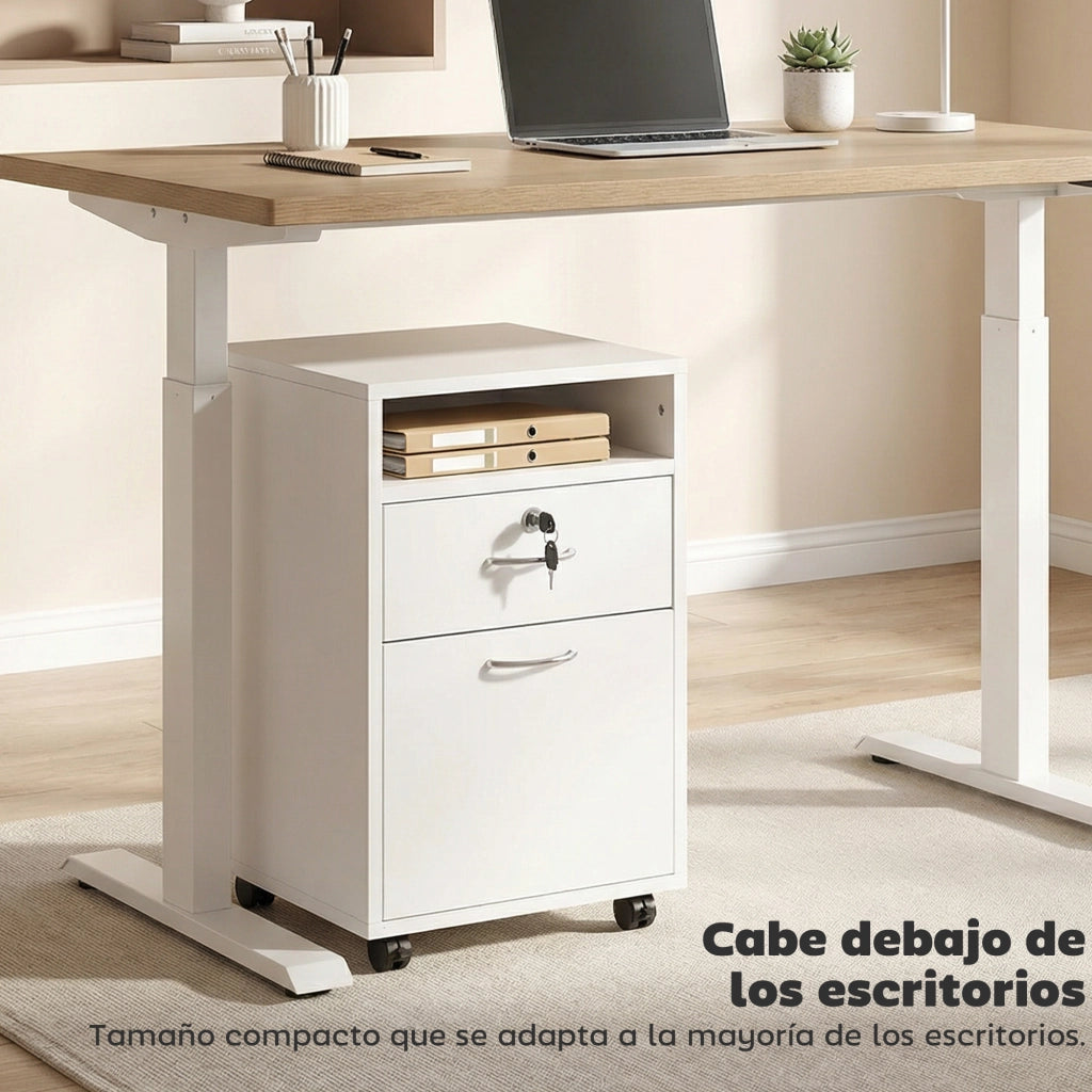 Cassettiera per Ufficio con Ante e Cassetti ¨C Minimal ¨C Bianco 40x35x60 cm