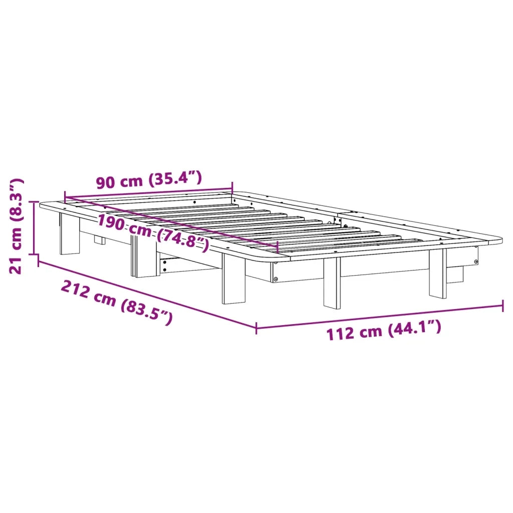 Letto singolo | Letto per adulti | Letto senza Materasso Marrone Cera 90x190 cm in Legno di Pino