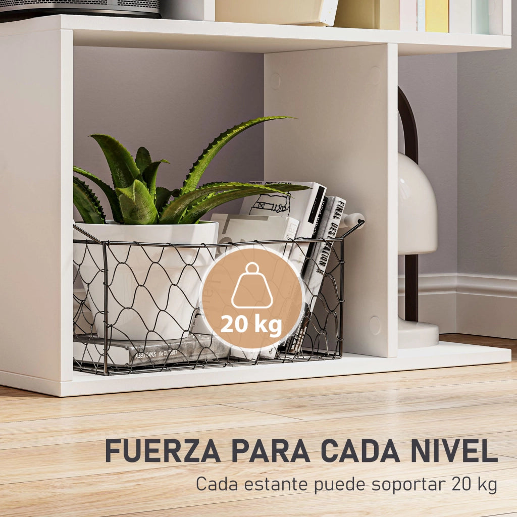 Libreria a S 5 Livelli 10 Ripiani ¨C Xylo ¨C Bianco 60x24x184,5 cm