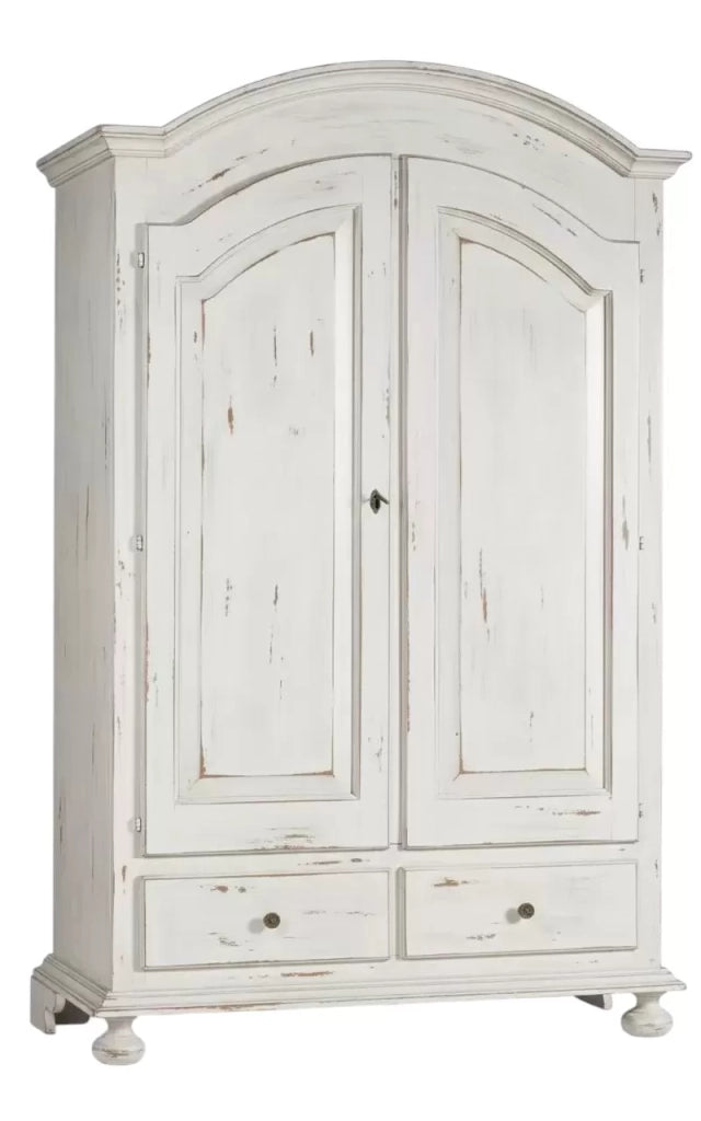 Armadio 2 porte shabby legno bianco consumato 125x61x200 - Mobili 2G