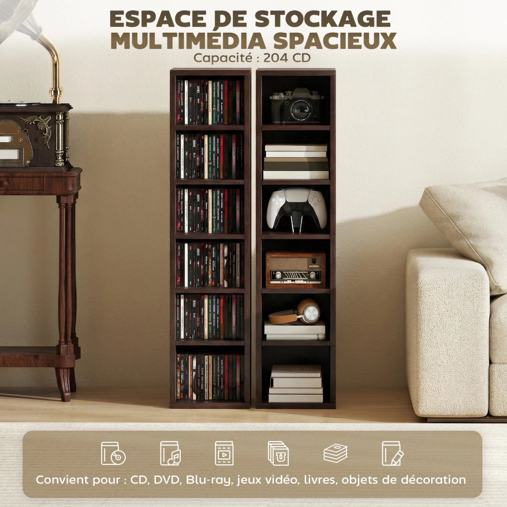 Armadio a colonne per CD e DVD ¨C Minimal ¨C marrone 21x22,5x88,5 cm