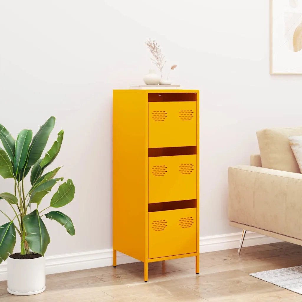 Credenza-Buffet-Armadio da cucina Giallo Senape 39x35x103,5 cm in Acciaio