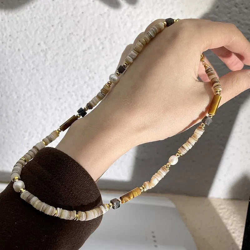 Collana vintage fatta a mano con perline di pietra naturale, regalo di Natale per donna, regalo di compleanno