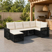 Set Divano da Giardino 6 pz Nero e Bianco Crema polyrattan 3435190