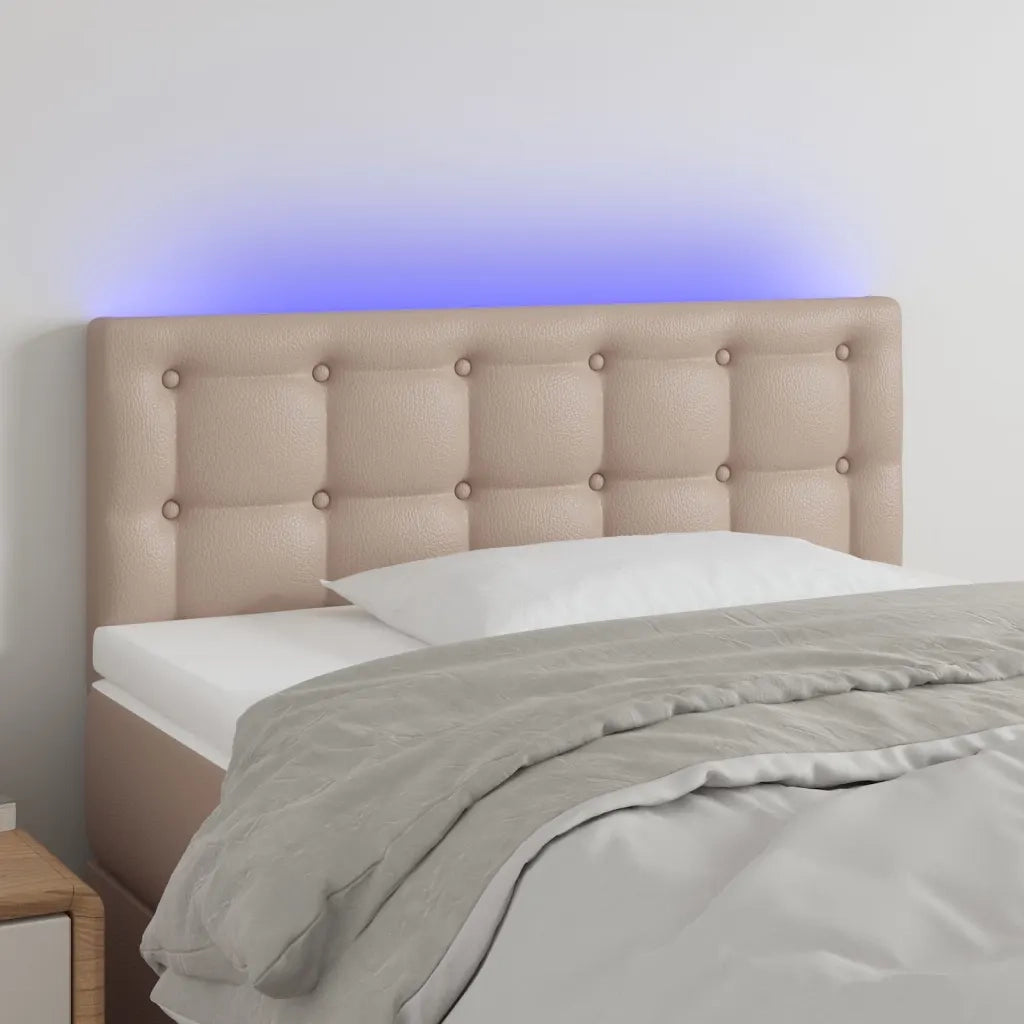 Testiera | Testata Cappuccino a LED 100x5x78/88 cm in Similpelle