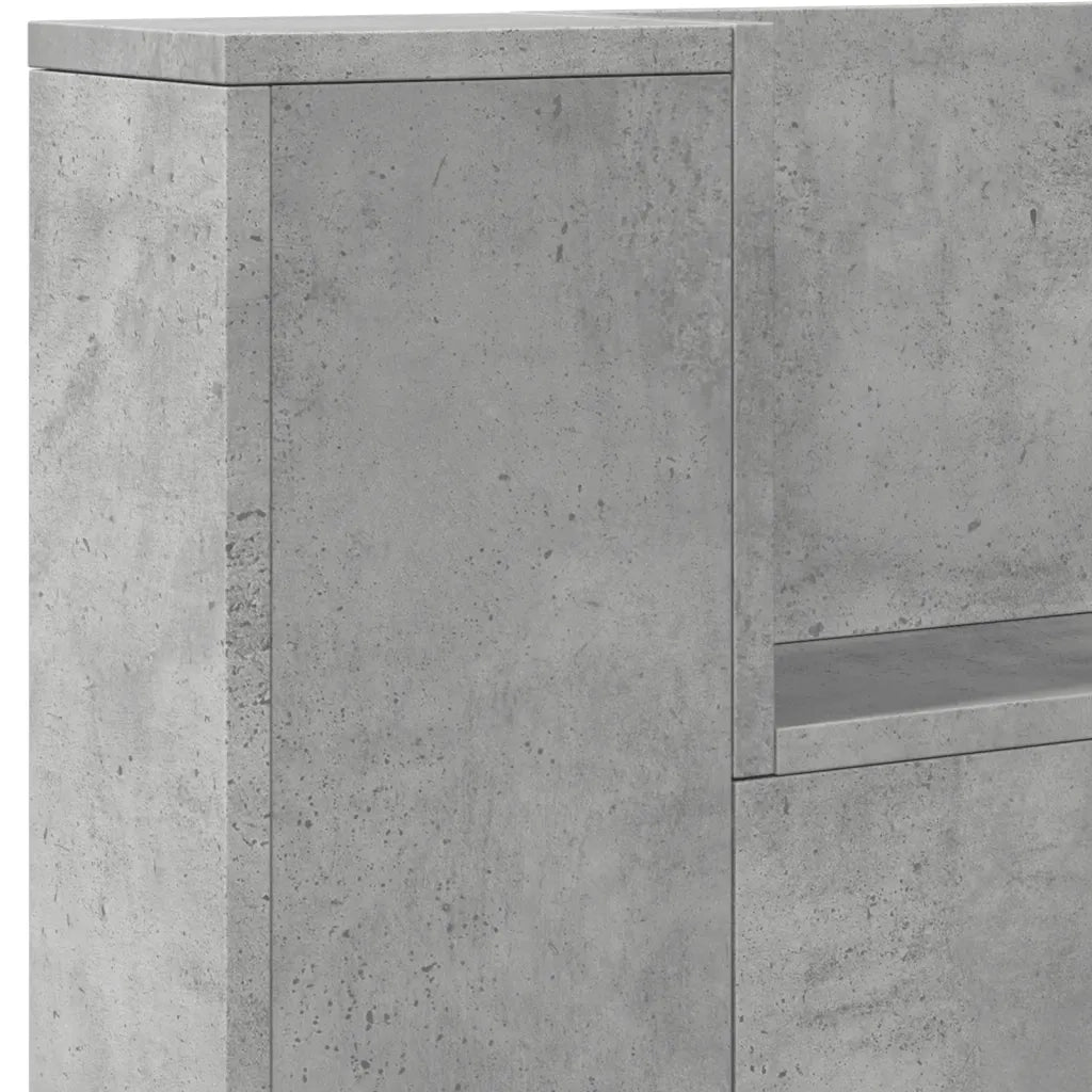 Testiera | Testata con Contenitore a LED Grigio Cemento 220x16,5x103,5 cm