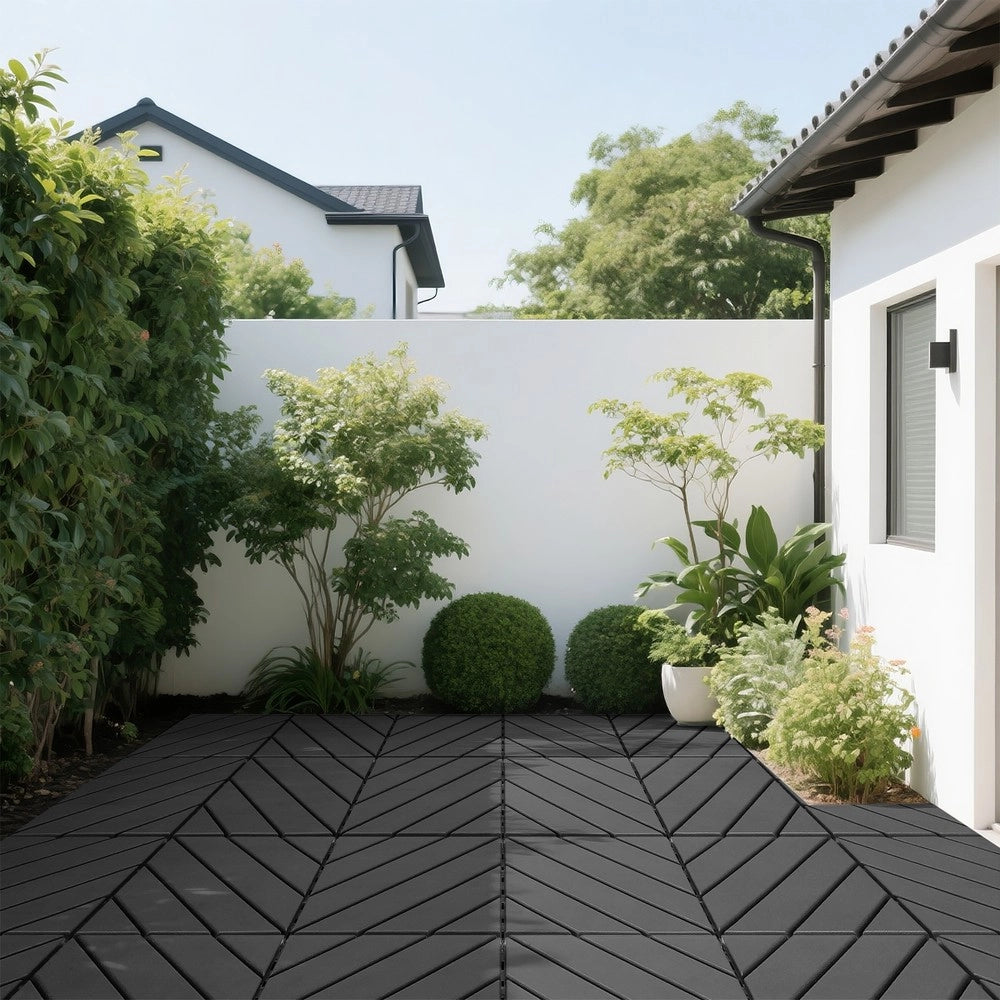 Piastrelle da Giardino ad Incastro Esterno Balcone, 44 Pezzi ¨C MINIMAL ¨C Plastica Antracite 30x30 cm