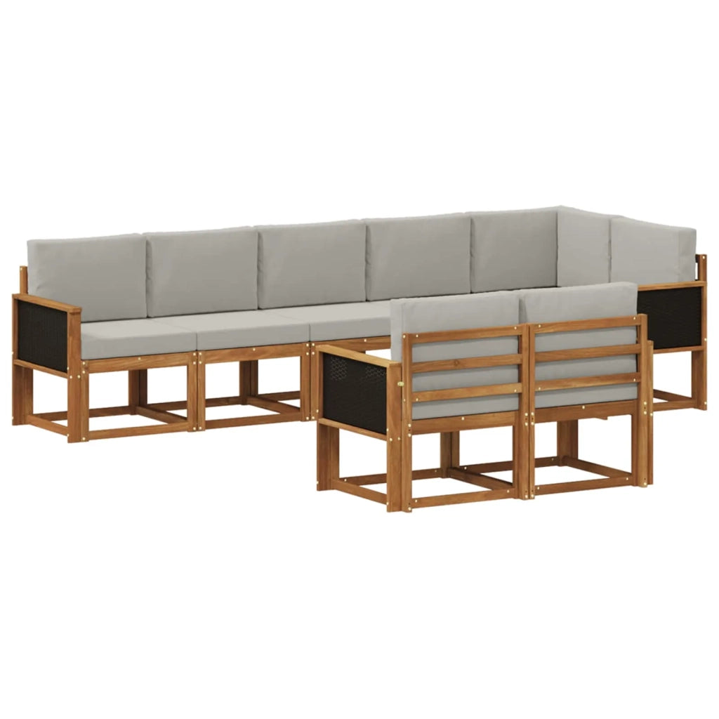 Set di divani da esterno 8 pz Naturale e Grigio Chiaro 3385302