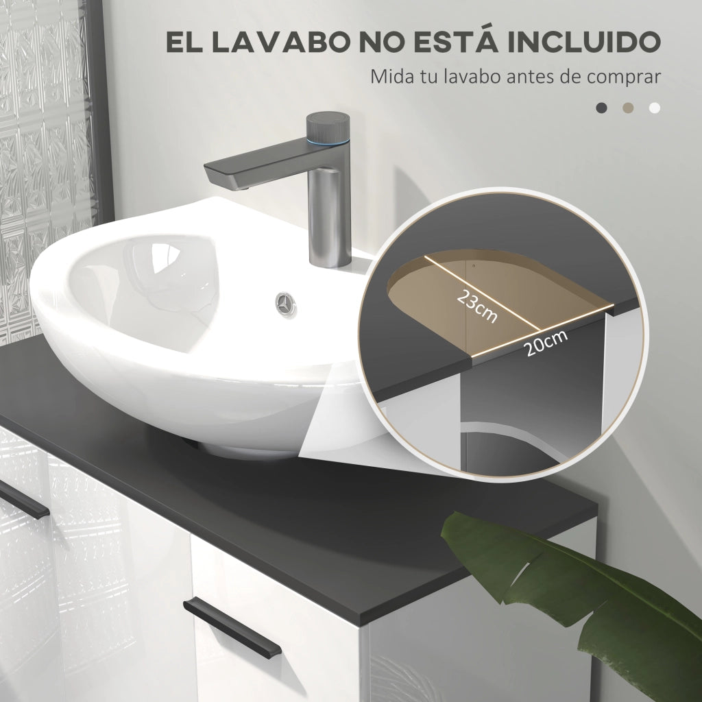 Mobiletto Sottolavabo con 2 Ante e Ripiani Regolabili ¨C Zephmum ¨C 80x34x60 Bianco