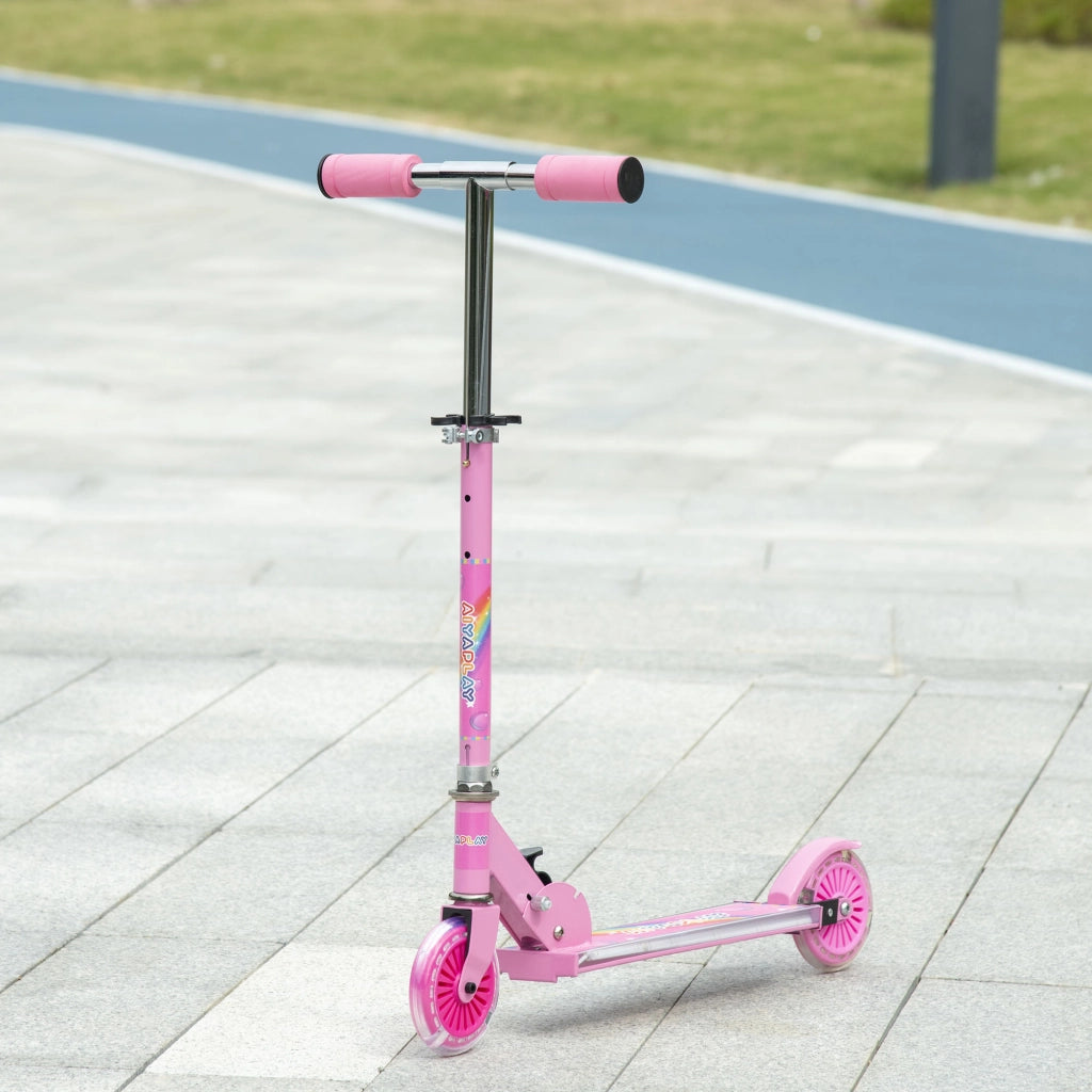 Monopattino pieghevole bambini 3-7 anni ¨C Xylo ¨C rosa 2 ruote altezza regolabile 67x30x63-76 cm