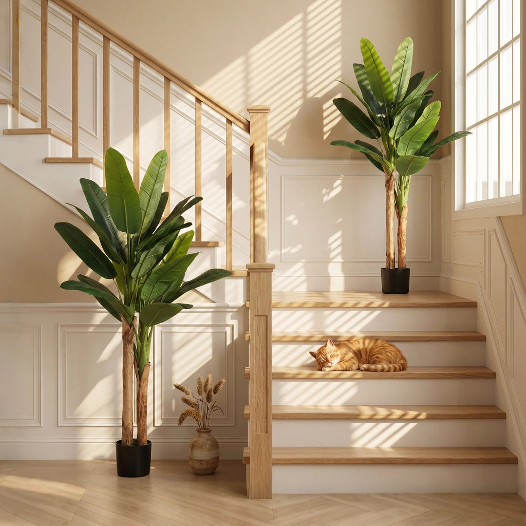 2 piante artificiali banano in vaso ¨C Minimal ¨C verde 150 cm