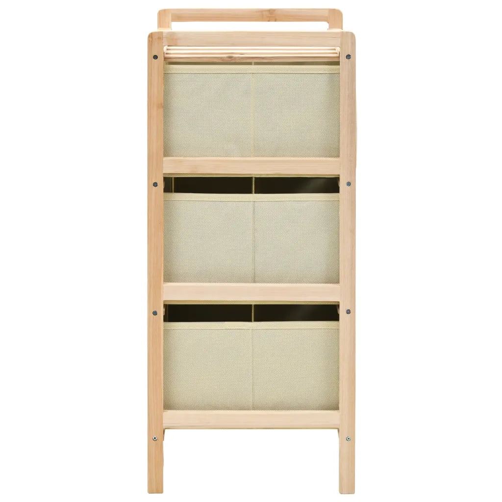 Scaffale con 3 Cesti in Tessuto in Legno di Cedro Beige 246433