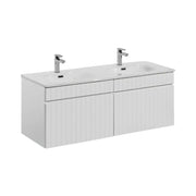 Set ICON bianco: mobili sotto lavabo 120cm + doppio lavabo incassato in ceramica bianca